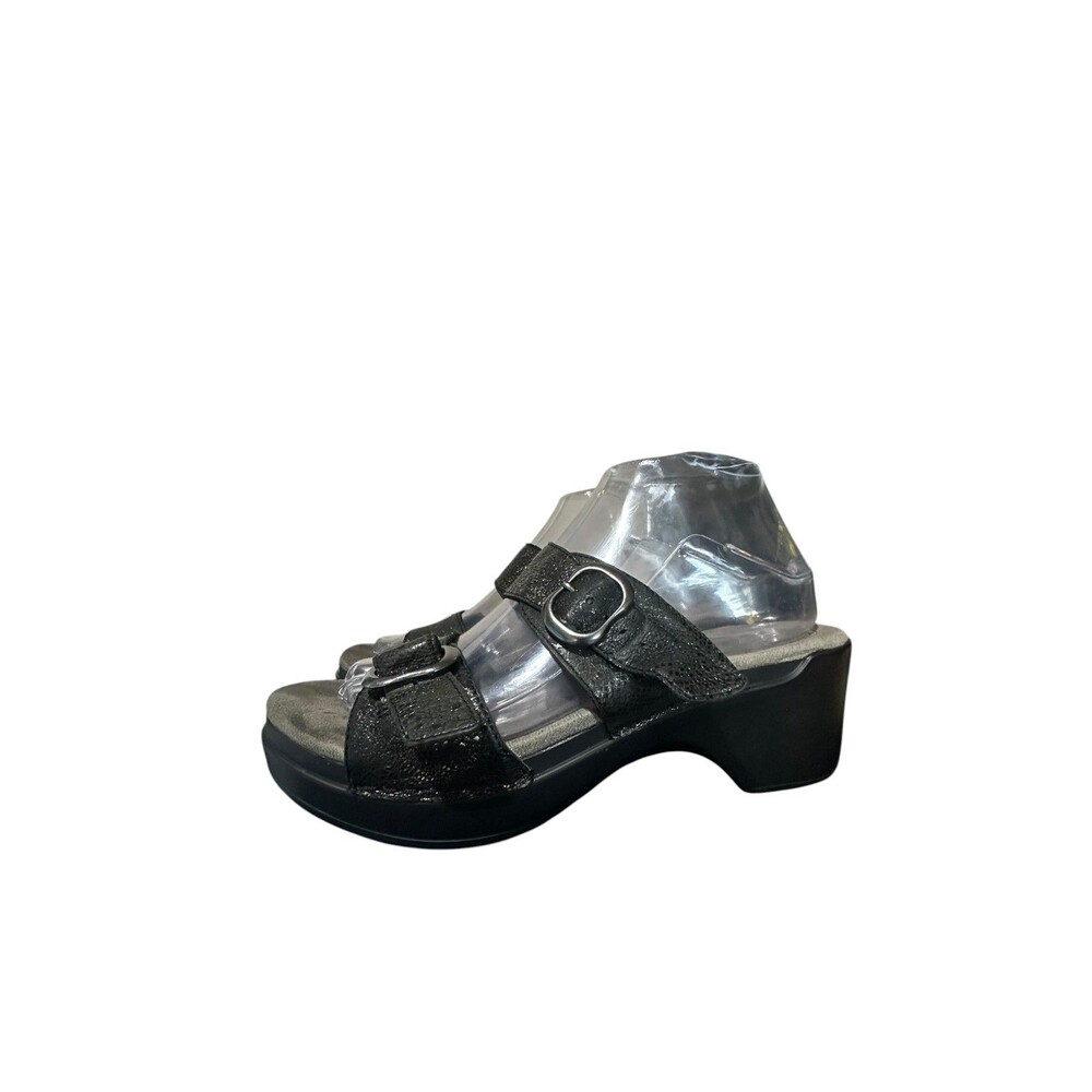 Dansko Sophie Sandals Double Strap Metallic Black Women's Size 9 EU 39 Outdoor